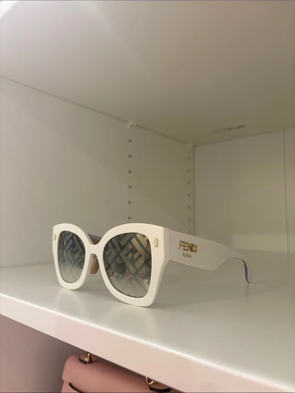 Fendi White Cat-Eye Sunglasses with FF Logo Lenses